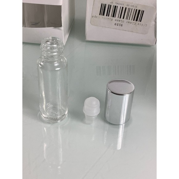 Clear glass silver cap with roll on bottles 5 ml or 1/6 oz Qty 23 units NEW - Picture 6 of 6